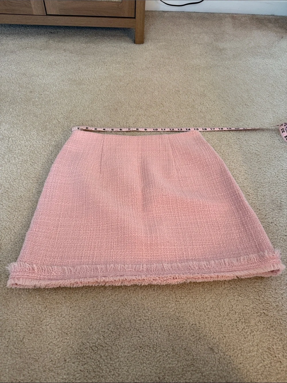 Tory Burch Pink Tweed Fringe A-Line Skirt